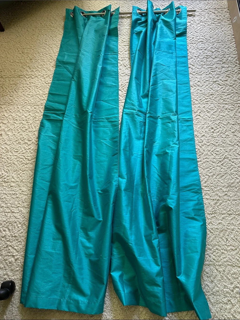 Teal Grommet Top Blackout Drapery Panels - Set of 2
